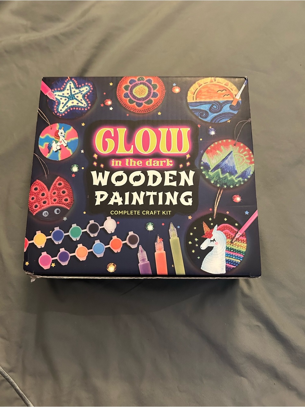 Glow in the Dark Wooden Painting Craft Kit - Kids Toys - Multicolor